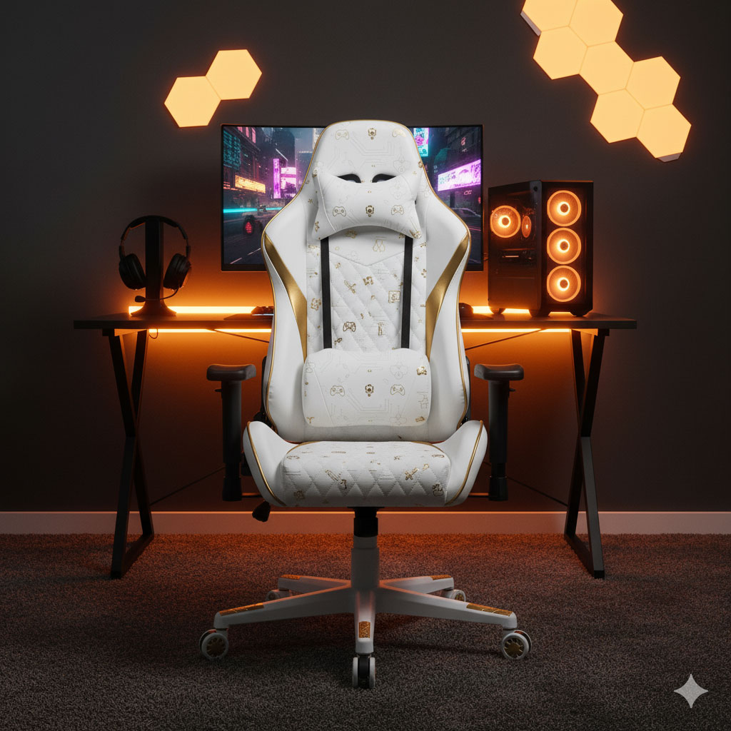 Chaise Forgex blanc & doré
