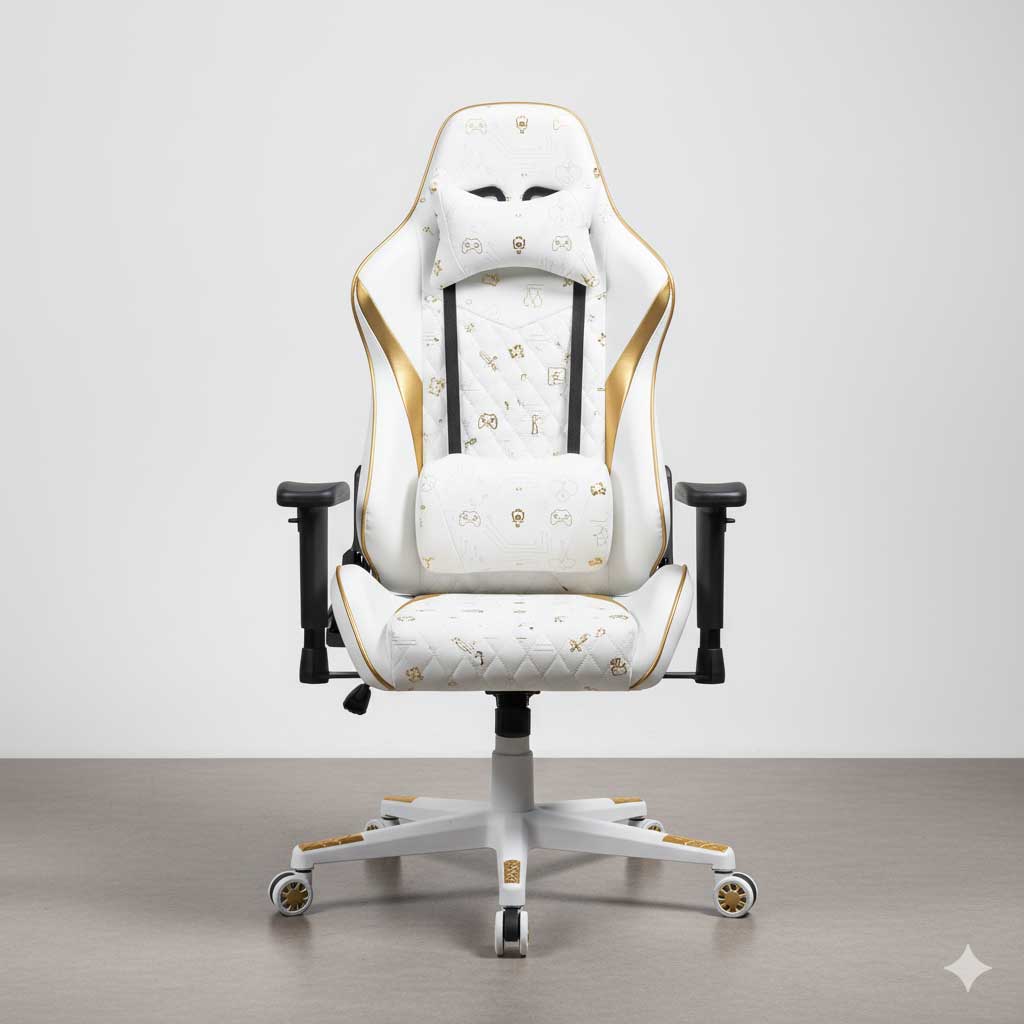 Chaise Forgex blanc & doré - Image 4