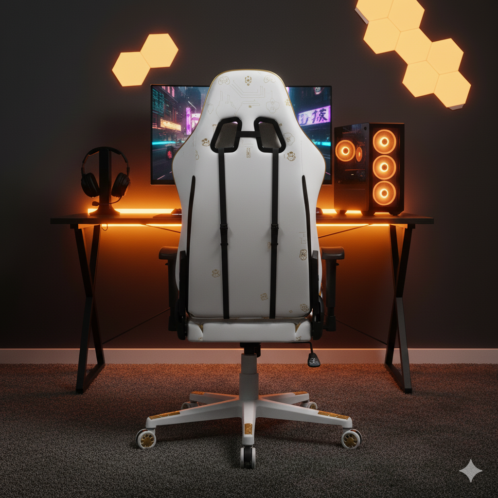 Chaise Forgex blanc & doré - Image 2